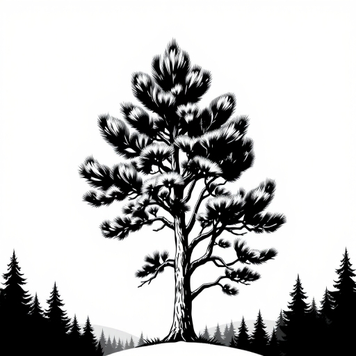 black and white pine tree clipart
