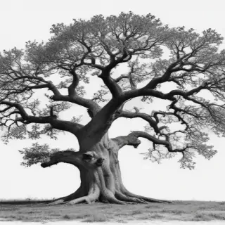 oak tree clipart black and white
