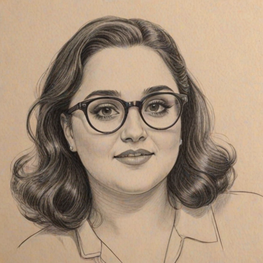 Bewitching Nikki Blonsky, pencil sketch, portrait of Enticing woman 1948s in glasses, hair style beatnik, outline, clear lines, fine lines, 8k