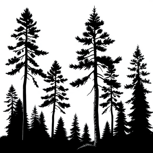black and white pine tree clip art