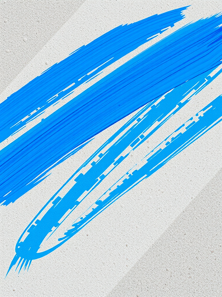 Create an abstract image featuring diagonal blue brush strokes on a textured background using a Canon EOS R5, 50mm lens, aperture f/1.8, shutter speed 1/125 sec, ISO 100, shot from a front view with a soft focus effect to enhance depth.