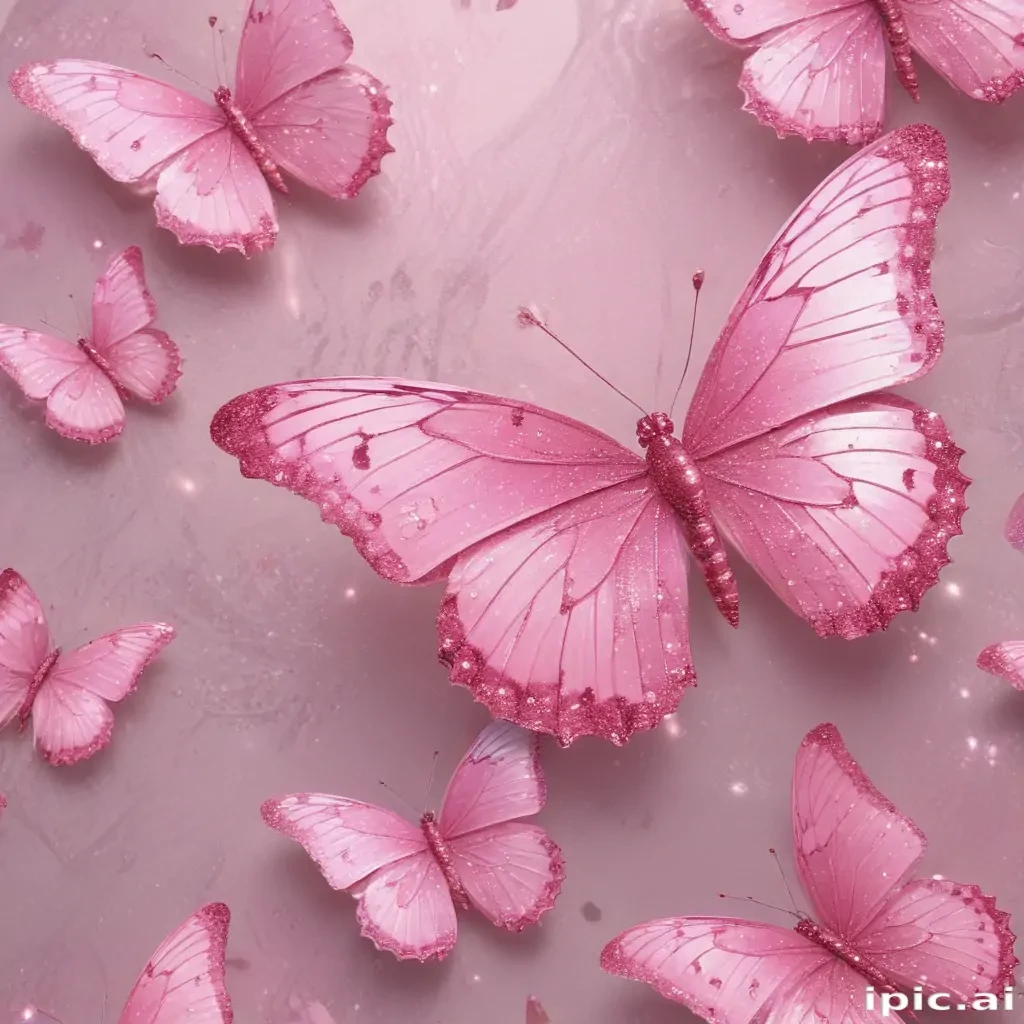 glitter pink butterfly wallpaper