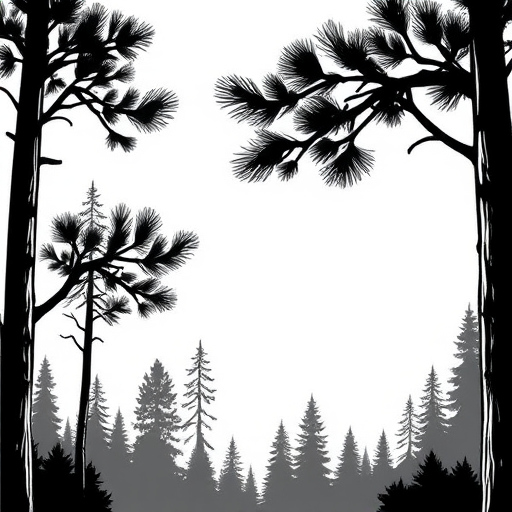 black and white pine tree clip art