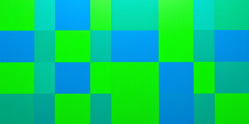 Create a vibrant checkerboard pattern with alternating blue and green squares, shot with a DSLR camera at f/8, ISO 100, 24mm lens, top-down view, using high dynamic range imaging for enhanced color depth and clarity.