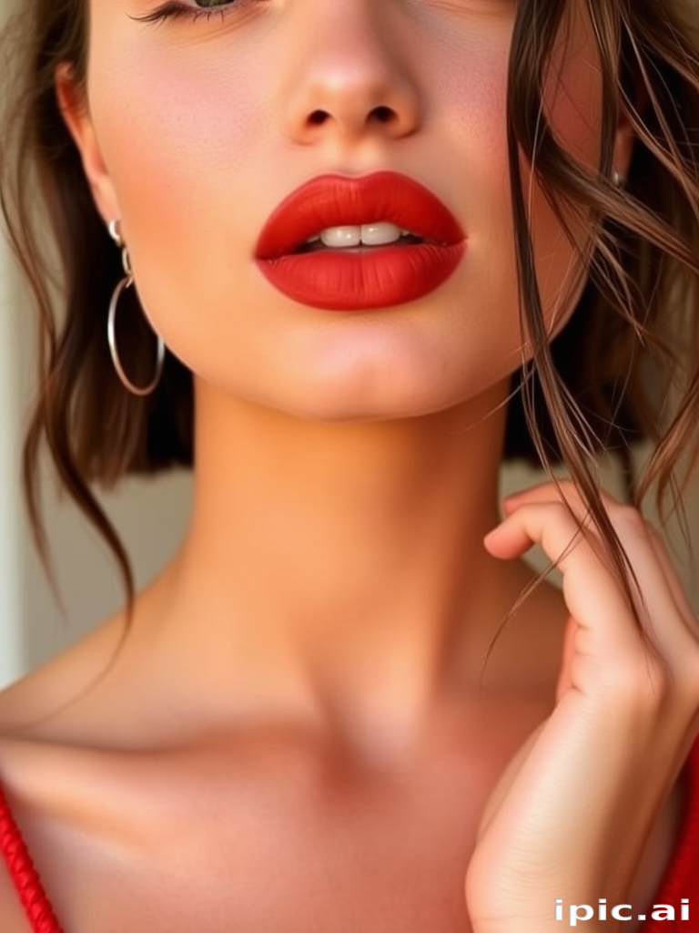 Earthy "Terra Cotta Sunset" lip look combines warm, reddish-brown tones with a soft matte finish, evoking the rich hues of desert landscapes and complementing natural makeup looks