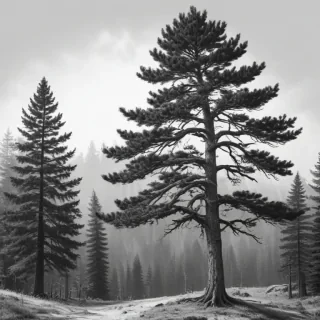 black and white pine tree clip art