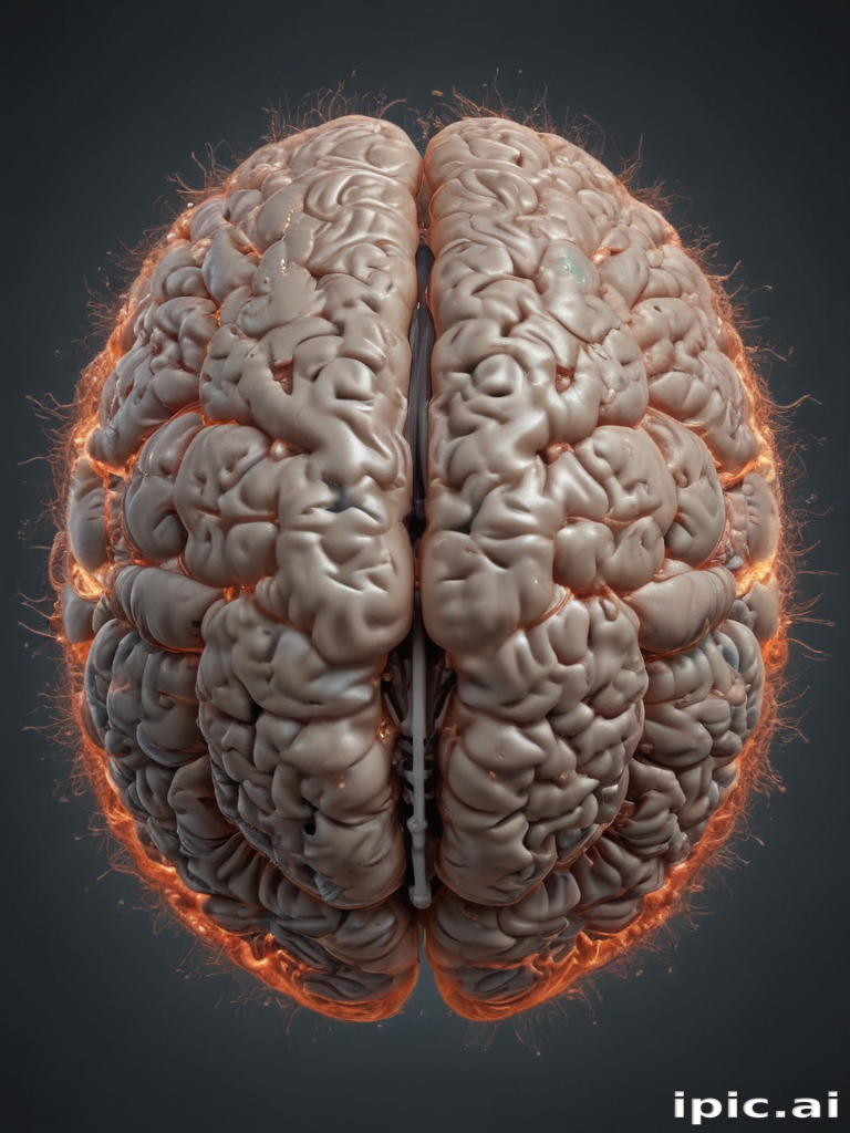 An Intricate 3D Model of a Brain with Glowing Neural Connections