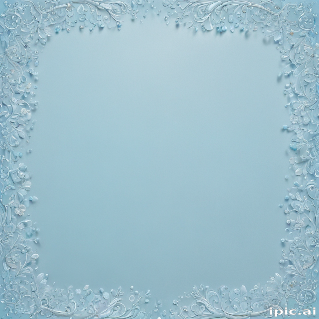 Delicate Floral Frame in Soft Blue with Elegant Decorative Accents