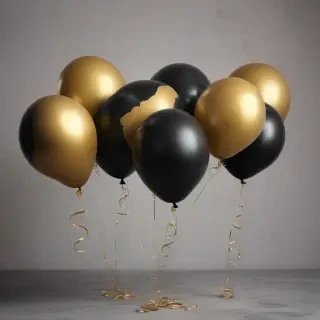 black and gold balloons png