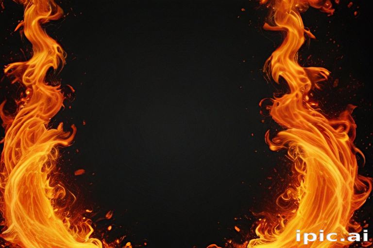 Dynamic Flames Dancing Against a Dark Background Creating a Fiery Frame
