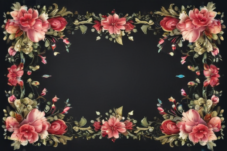 Elegant Floral Border Design with Vibrant Roses and Delicate Greenery