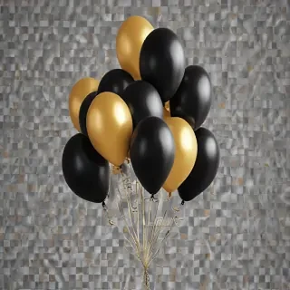 black and gold balloons png