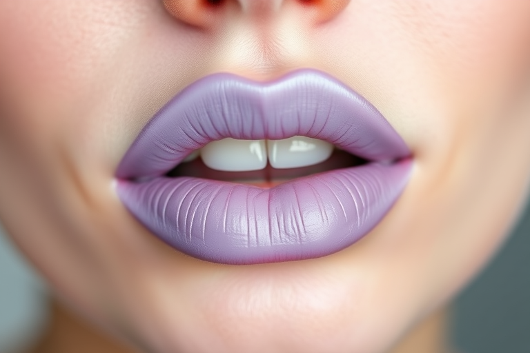 Pastel lavender lips with a velvety matte finish, called "Lilac Dreams," offering a unique, trendy color with a comfortable wear