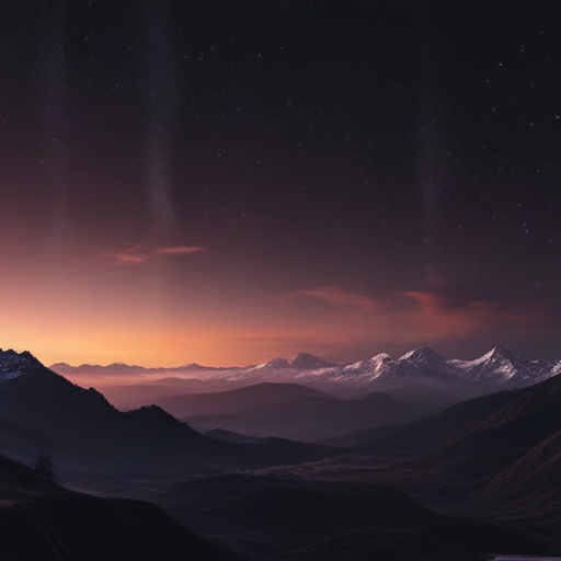 Majestic Mountain Landscape Under a Starry Sky with Aurora Borealis Lights