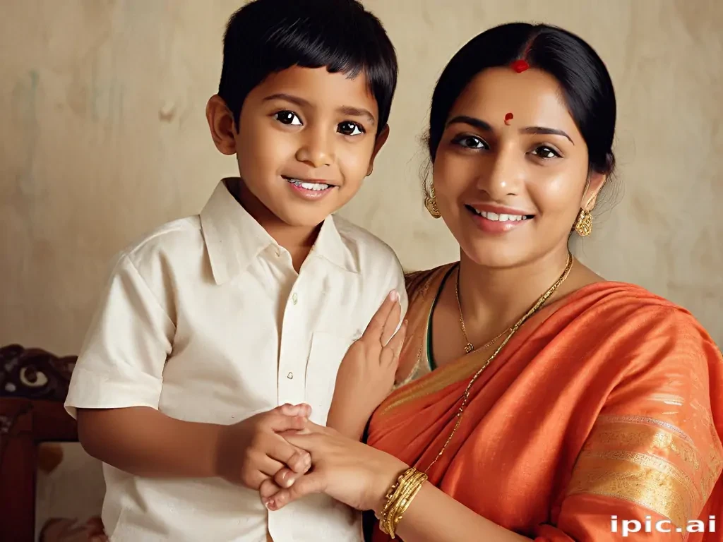 mom and son indian