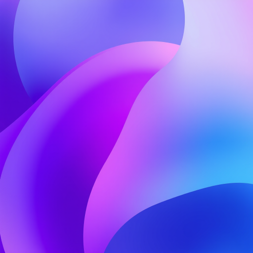 Create an abstract image featuring layers of soft purple and blue gradients with a glossy texture, captured with a 50mm lens at f/1.8, ISO 100, in a top-down view, using a mirrorless camera to enhance image quality.