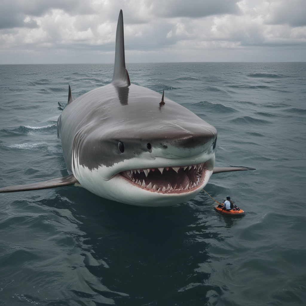 Shark eating a submarine