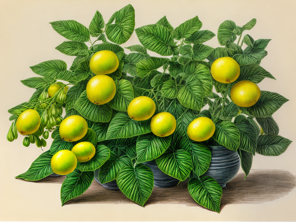 drawing of several yellow and green peas and their plants