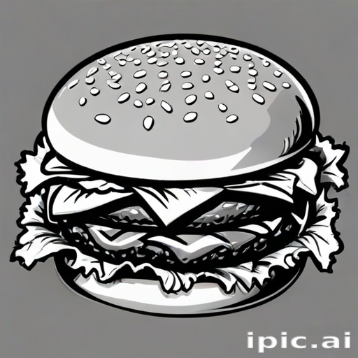 hamburger clipart black and white