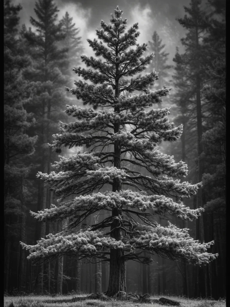pine tree clipart black and white