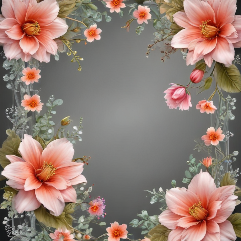 Elegant Floral Border Design Featuring Soft Pink Flowers and Greenery ...