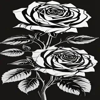 roses clipart black and white