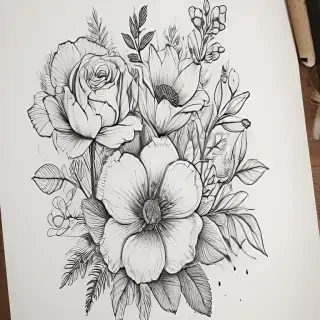 line work flowers
