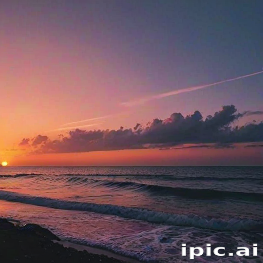 Tranquil Sunset Over the Ocean with Gentle Waves and Colorful Sky