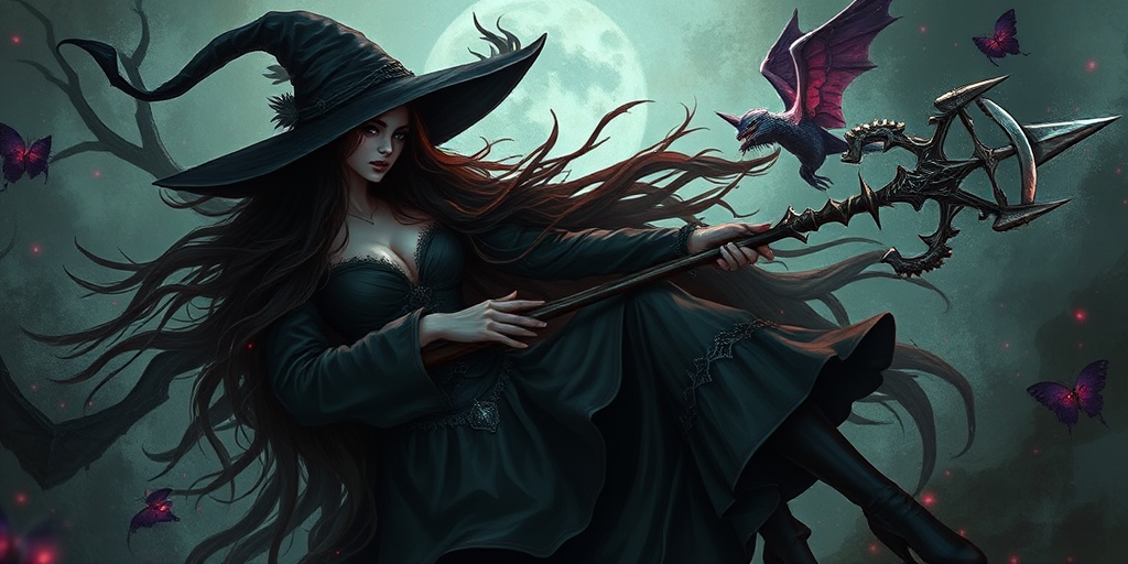 beautiful dark witch fantasy art