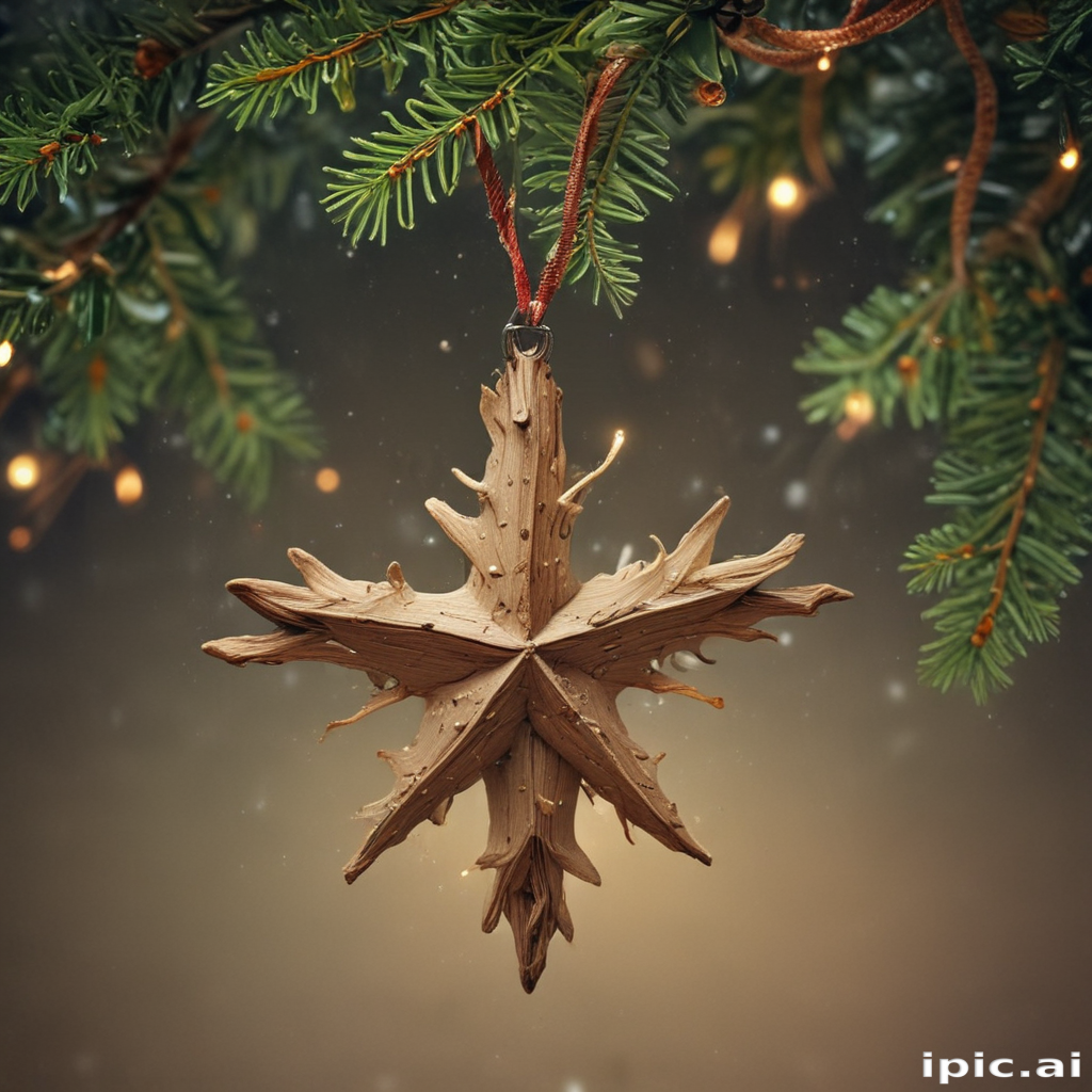 Beautifully Crafted Wooden Snowflake Ornament Hanging on Christmas Tree ...
