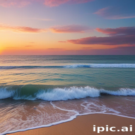 Serene Sunset Over Tranquil Ocean Waves at a Peaceful Beach