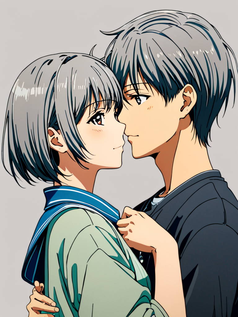 i love you and cant let you go , anime couple, cute, himecut, buzzcut