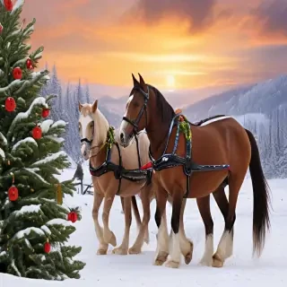 merry christmas images with horses