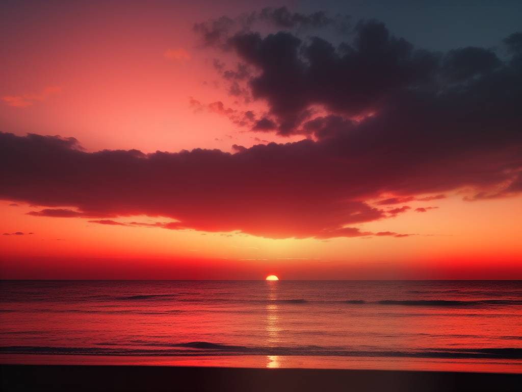 Stunning Sunset Over the Ocean with Vibrant Colors and Clouds