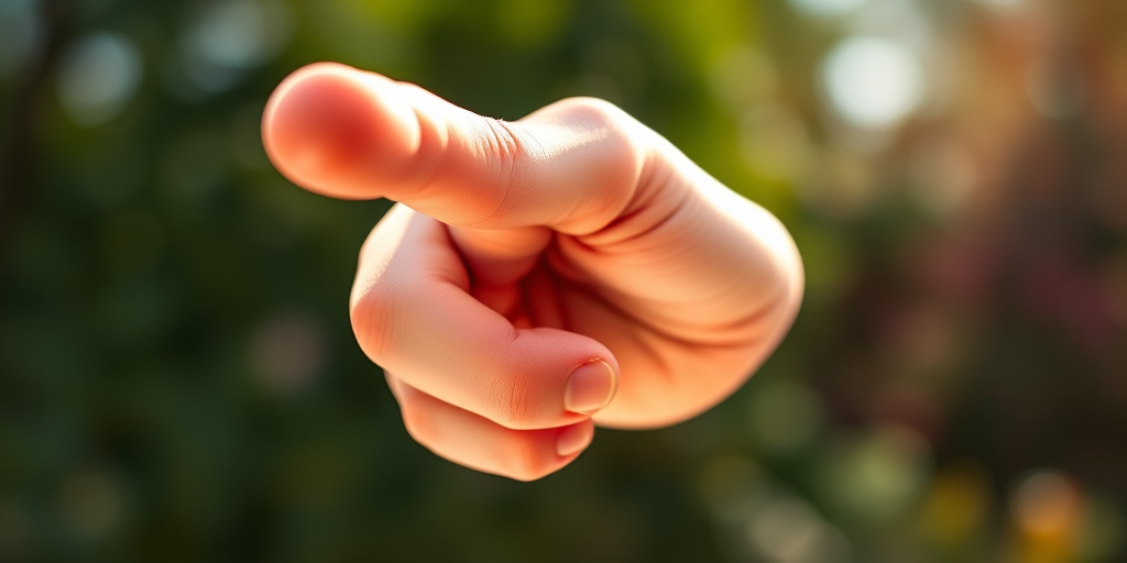 Create a high-resolution illustration of a pointing hand, using a Canon EOS R5 camera with a 50mm lens, f/1.8 aperture, ISO 100, soft natural lighting, and a focus on sharp details and vibrant colors.