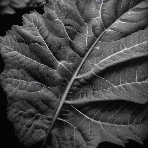 leaf in black and white