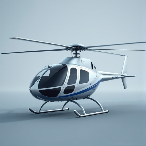 Generate a high-quality 3D rendering of a silver helicopter in a low-poly style, captured with a Canon EOS R5 camera, 50mm lens, aperture f/1.8, iso 100, in landscape orientation with dramatic lighting and a minimalistic background.