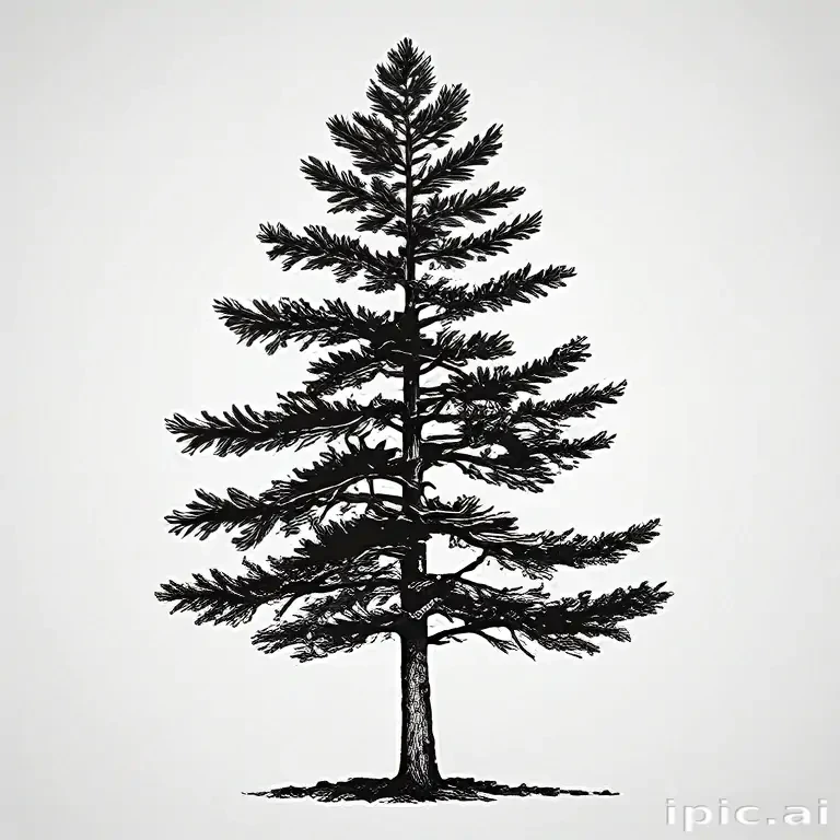 black and white pine tree clip art