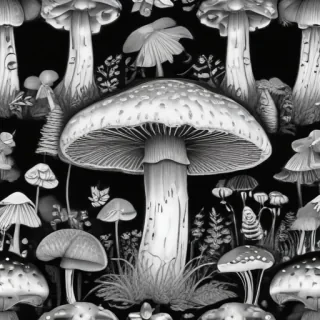 mushroom clipart black and white