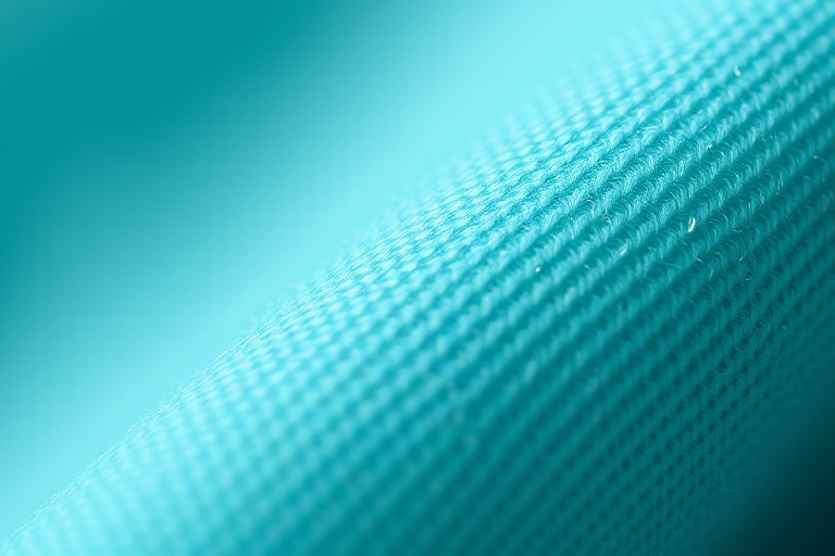 macro shot of a textured turquoise fabric, aperture f/2.8, shutter speed 1/100s, ISO 100, focus on texture, DSLR camera, natural lighting, shallow depth of field