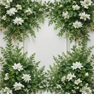white and greenery background