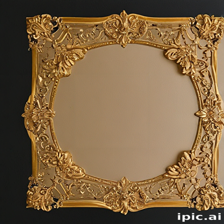 Ornate Golden Picture Frame with Intricate Floral Designs and Patterns