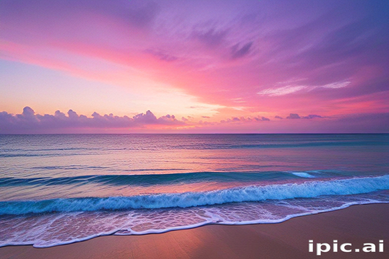 Serene Sunset Over the Tranquil Ocean with Colorful Sky Reflections