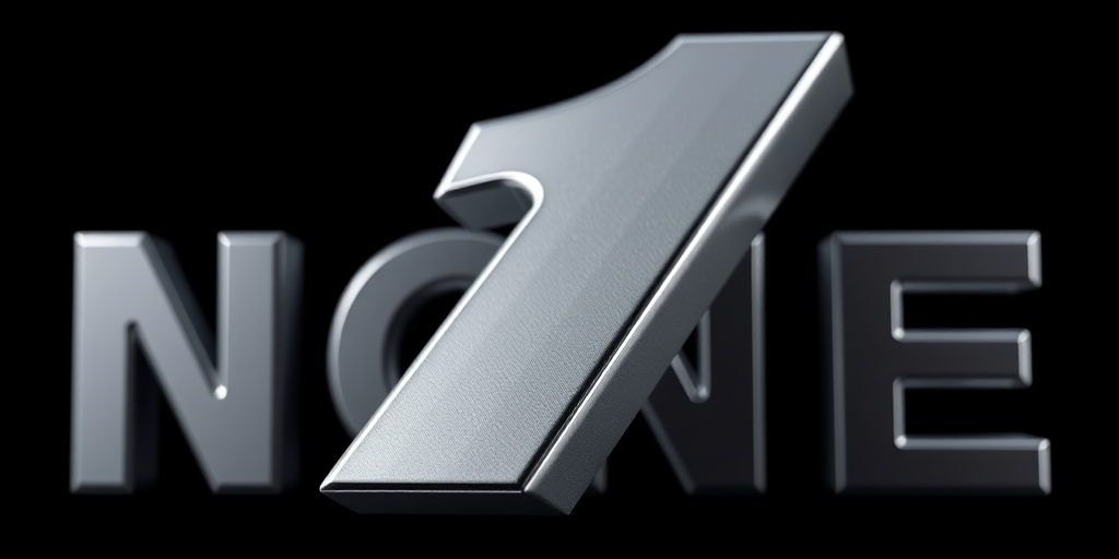 sophisticated 3D rendering of a large metallic number one, reflective texture, high detail, shallow depth of field, 50mm lens, f/2.8 aperture, ISO 100, soft studio lighting, black background