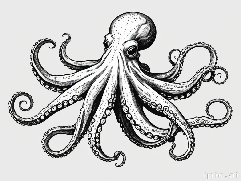 octopus clipart black and white