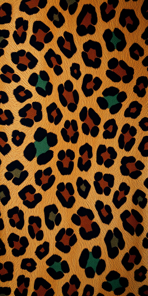 high-resolution image of a leopard print pattern with varying shapes and colors, captured with a DSLR camera, aperture f/2.8, ISO 100, 50mm lens, top-down view, vibrant colors and sharp details