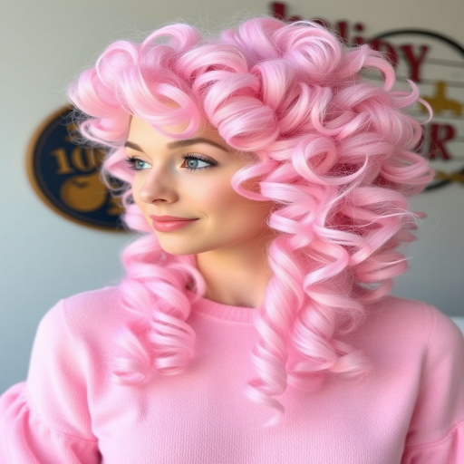 Whimsical cotton candy pink curls in the "Sugar Spun" style bounce with playful volume and pastel dimension