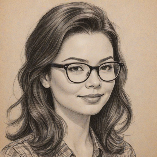 Beauteous Miranda Cosgrove, pencil sketch, portrait of Fetching woman 1946s in glasses, hair style beatnik, outline, clear lines, fine lines, 8k