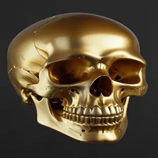 transparent gold skull