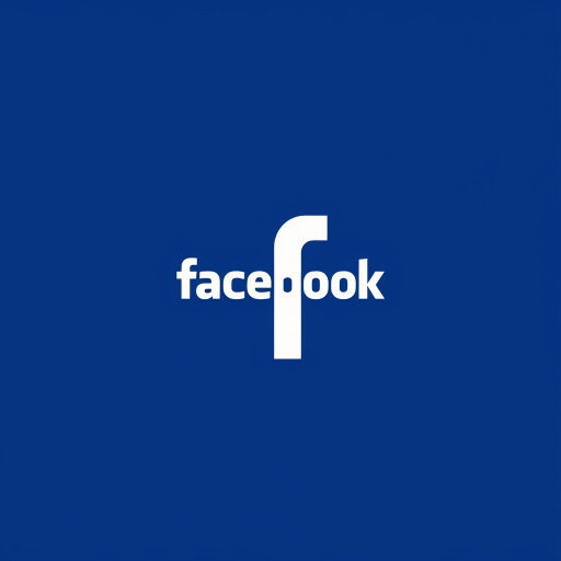 Create a high-resolution image of the Facebook logo, centered with a solid blue background, using a DSLR camera at f/2.8, ISO 100, 50mm lens, with a professional studio lighting setup for even illumination.